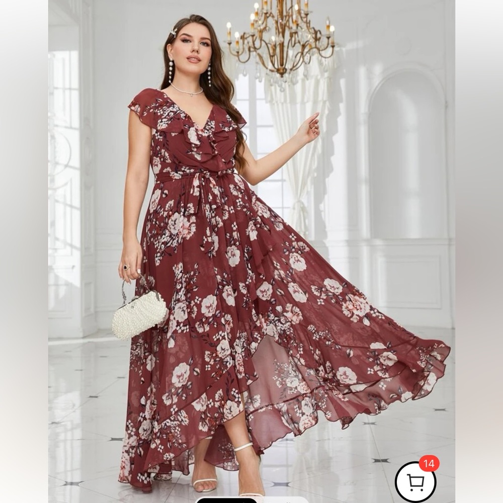 Floral faux wrap dress